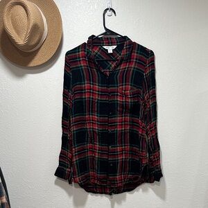 Old Navy Plaid Button-Down Shirt - Red, Green, and Black